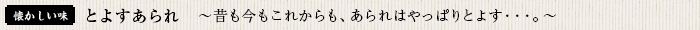 　とよすあられ　～昔も今も、そしてこれからも。あられはやっぱり、とよす。～