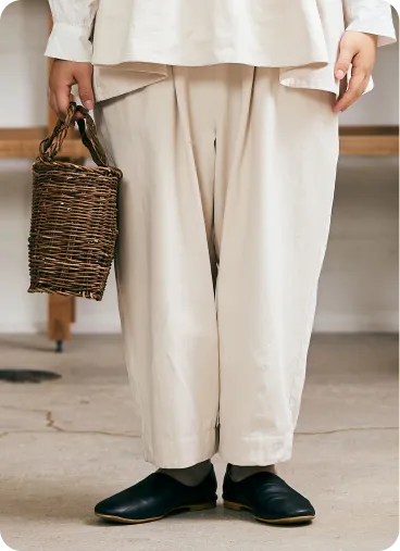 コットン起毛タックコクーンパンツ