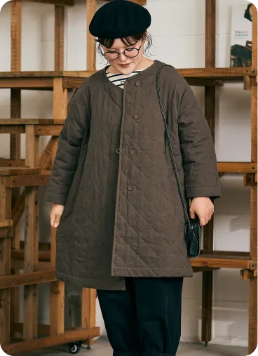 コットンリネンキルティングコート