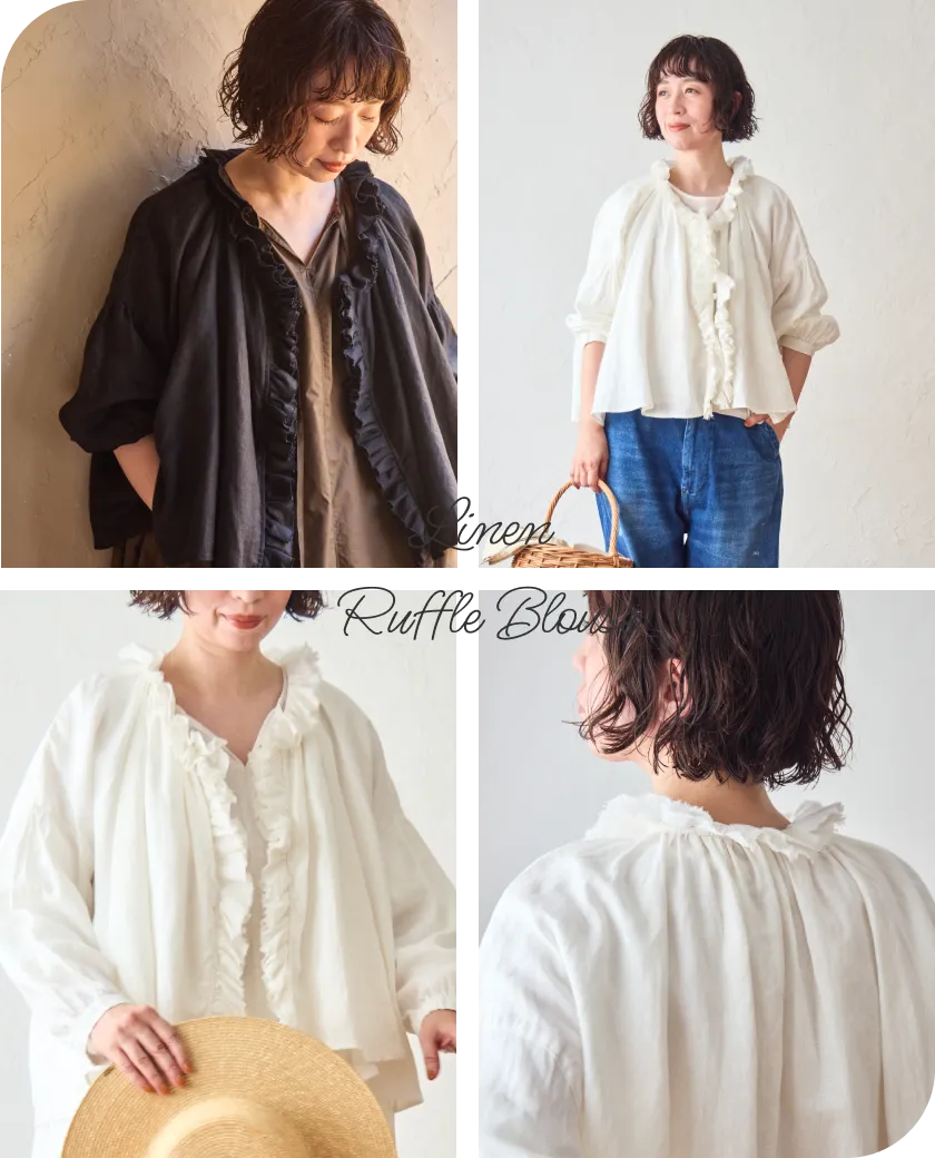 TUTIE ツチエ　tomomiさんコラボ　リネンブラウス TUTIE.｜受付終了【tomomiさんコラボ】リネンエアーウォッシュフリル