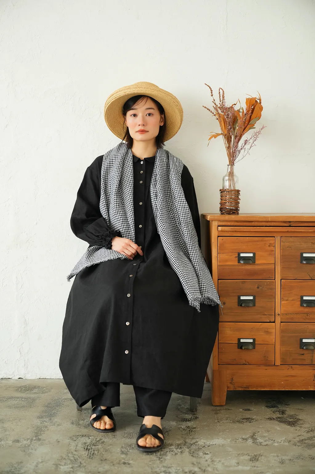 【megumi×TUTIE.】リネン丸襟ワンピース