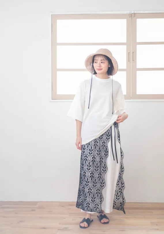 リネンギャザークロップドパンツ