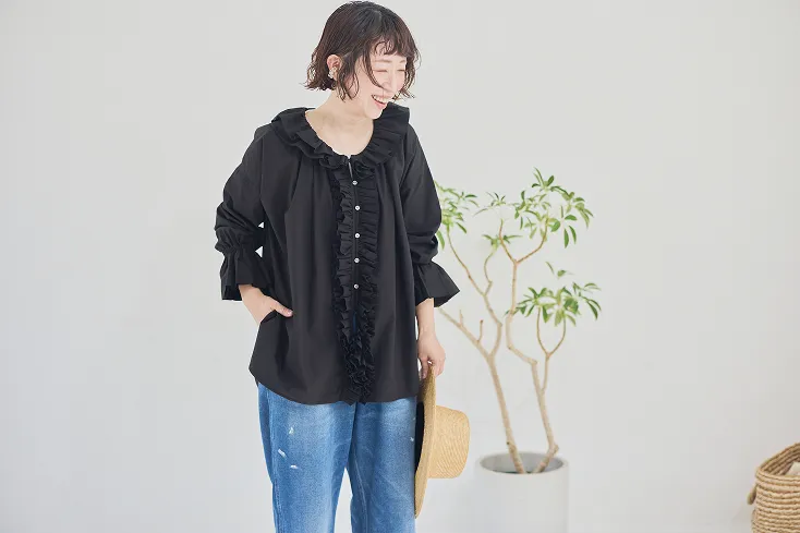 コットンローンフリルブラウス