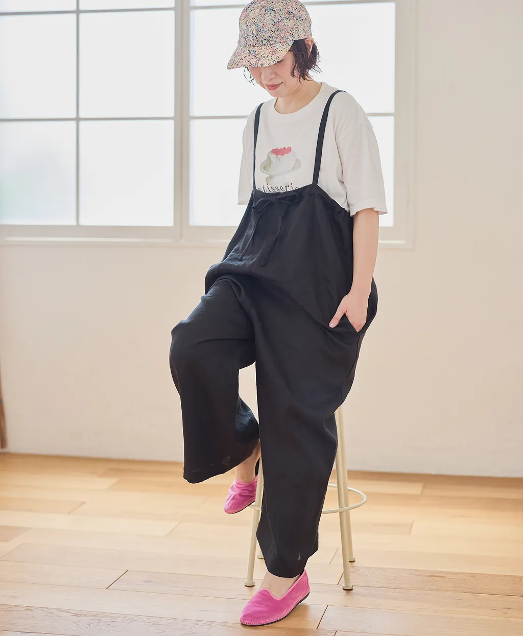 リネンブラウジングサロペット