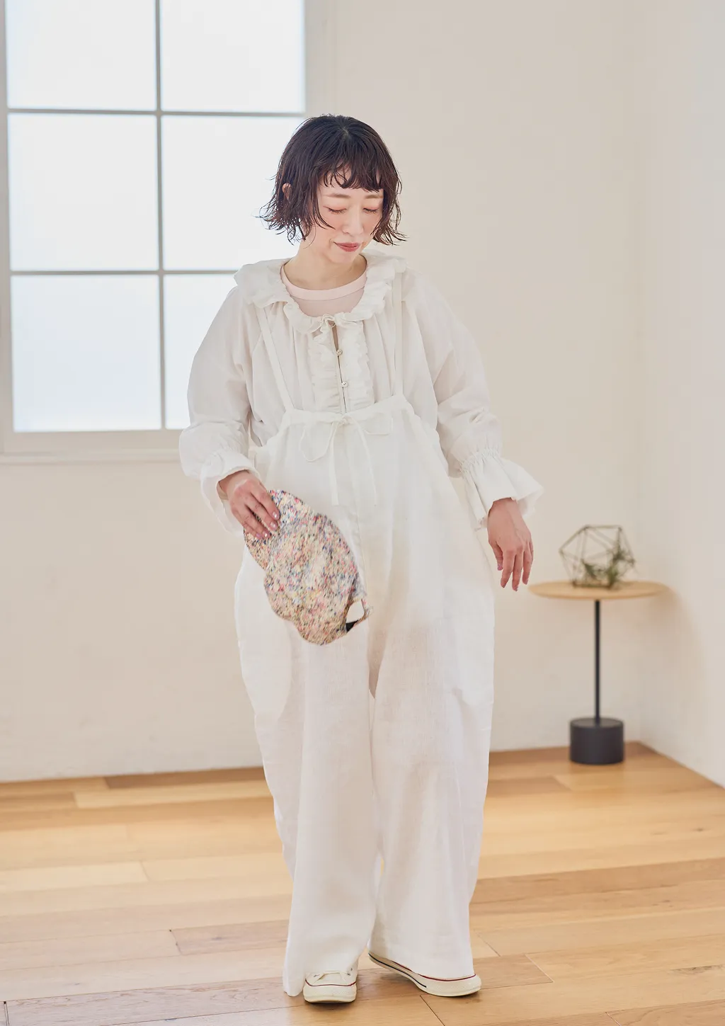 リネンブラウジングサロペット