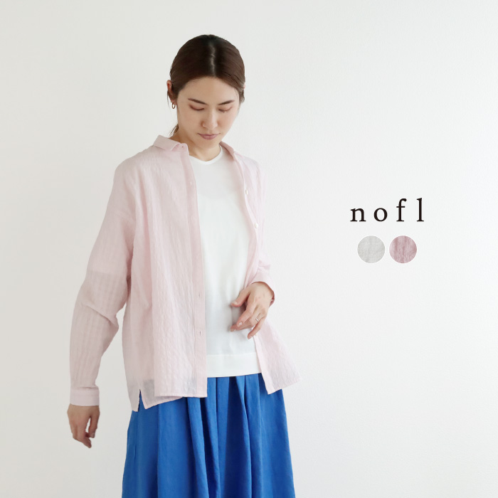 nofl シャドーチェックちび襟ブラウス