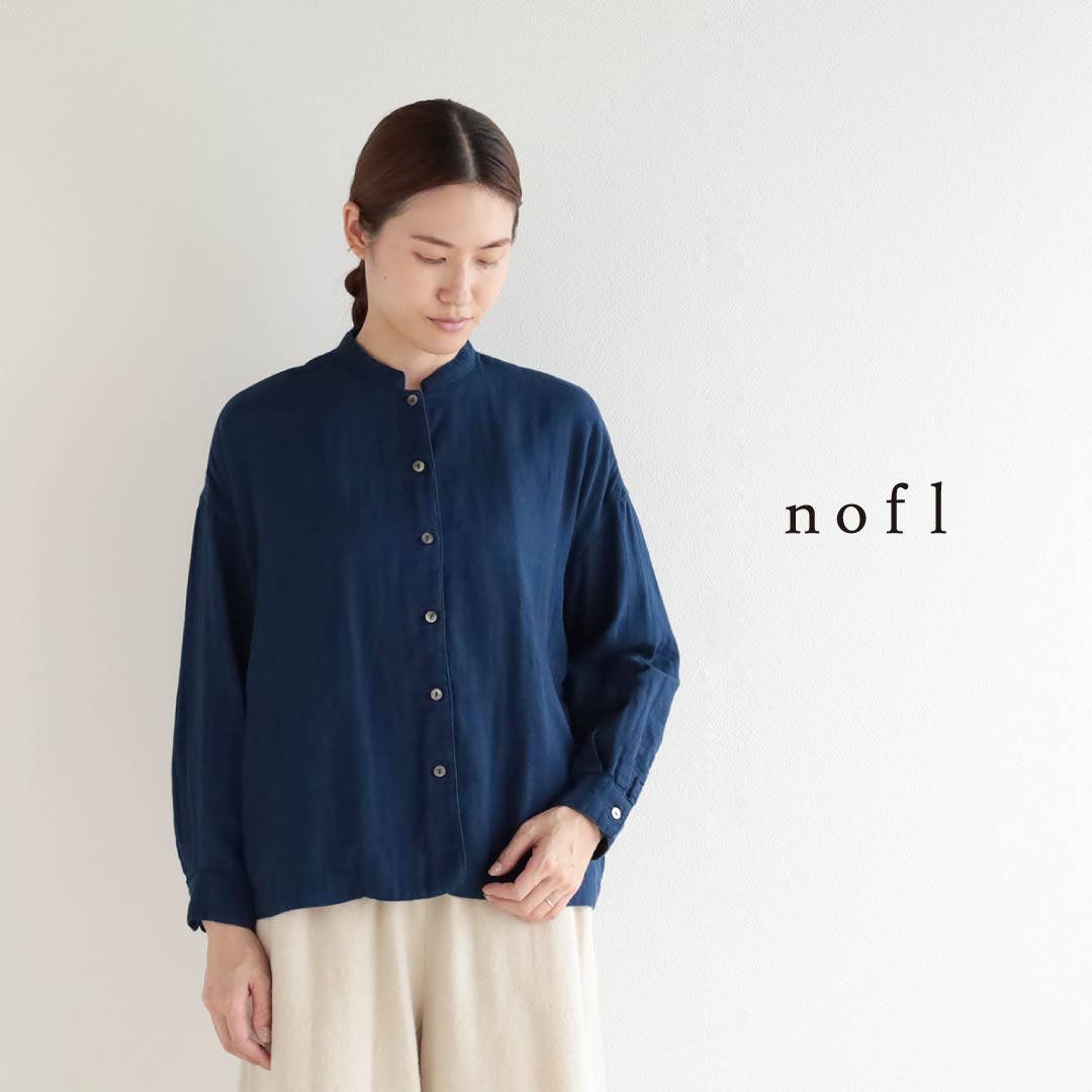 nofl 綿麻ダブルガーゼシャツジャケット　インディゴ染め