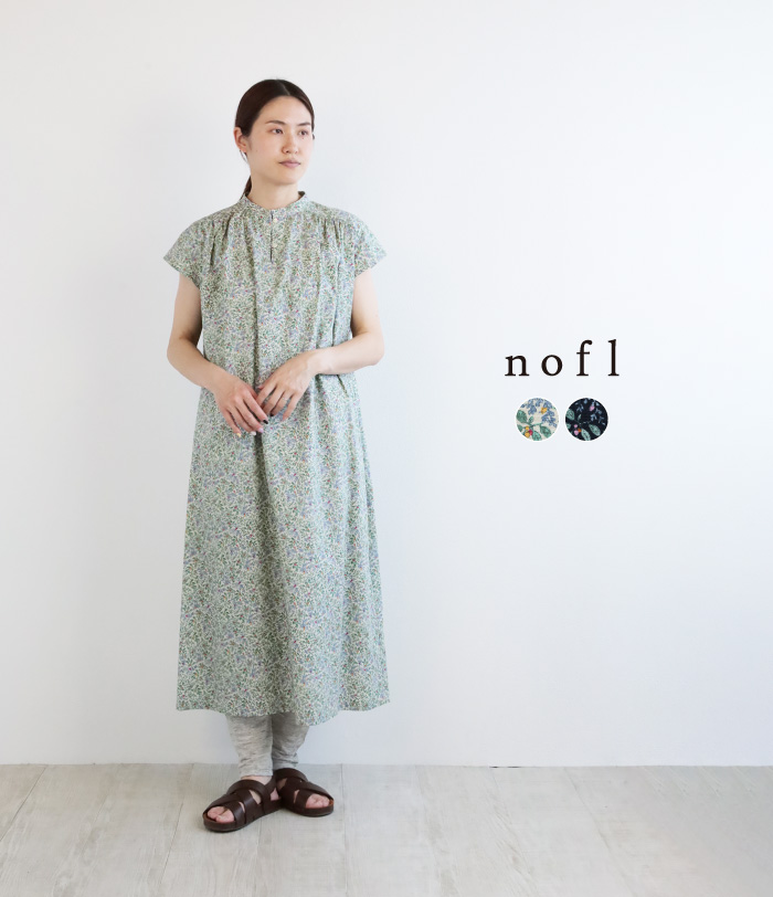 nofl コットン葉と実プリントワンピース