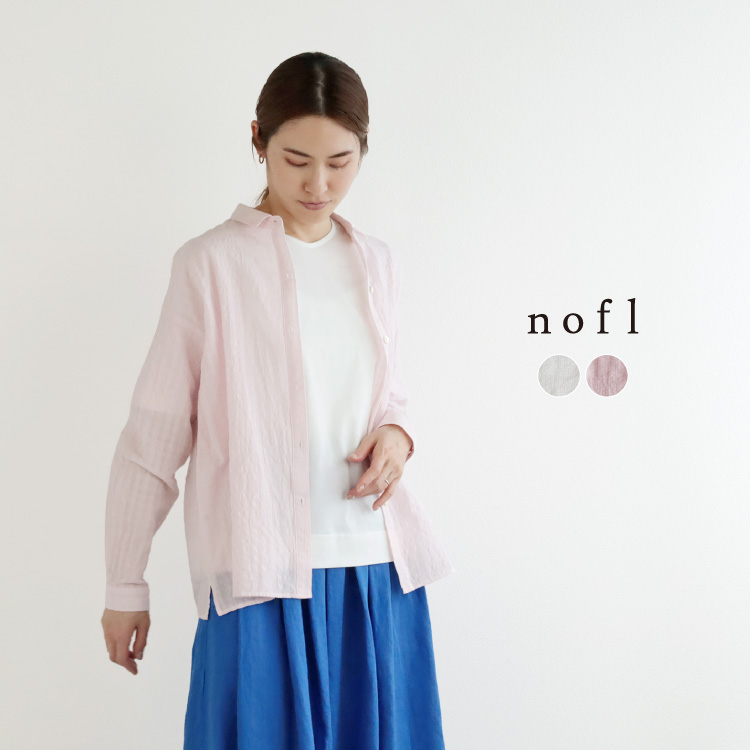 nofl シャドーチェックちび襟ブラウス