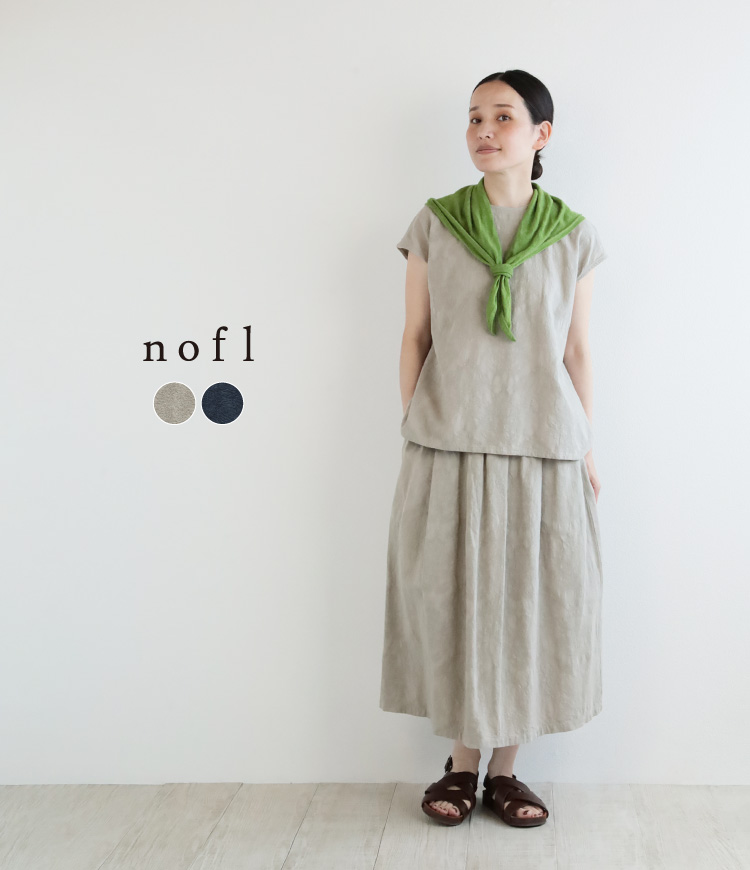 nofl コットンリネンジャガードタックスカート