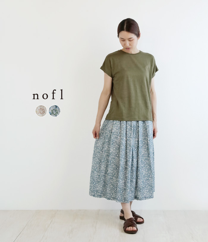 nofl フランダースリネンリバティプリントタックスカート