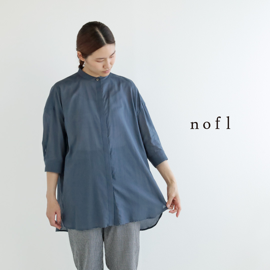 nofl 高島ちぢみ五分袖ブラウス