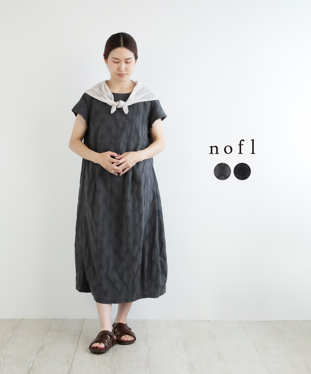 nofl ドットジャガードバルーンワンピース