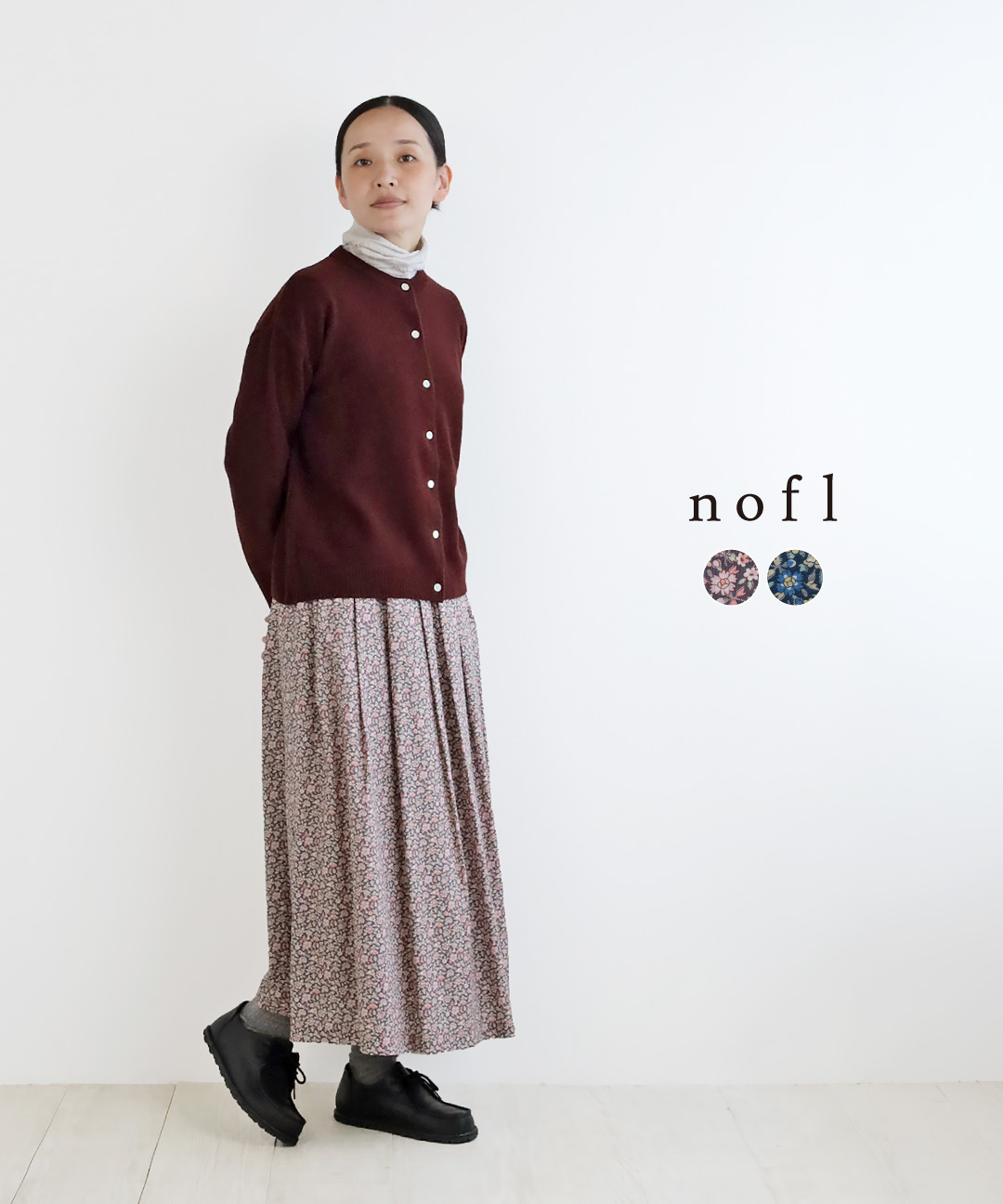 nofl リバティプリントタックスカート