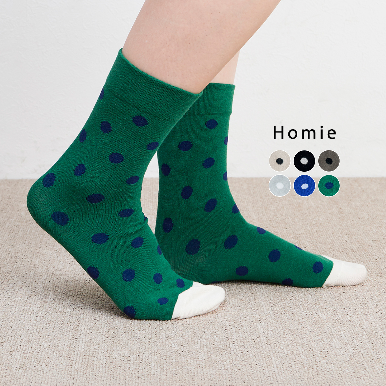 Homie コットンドットバイカラーソックス