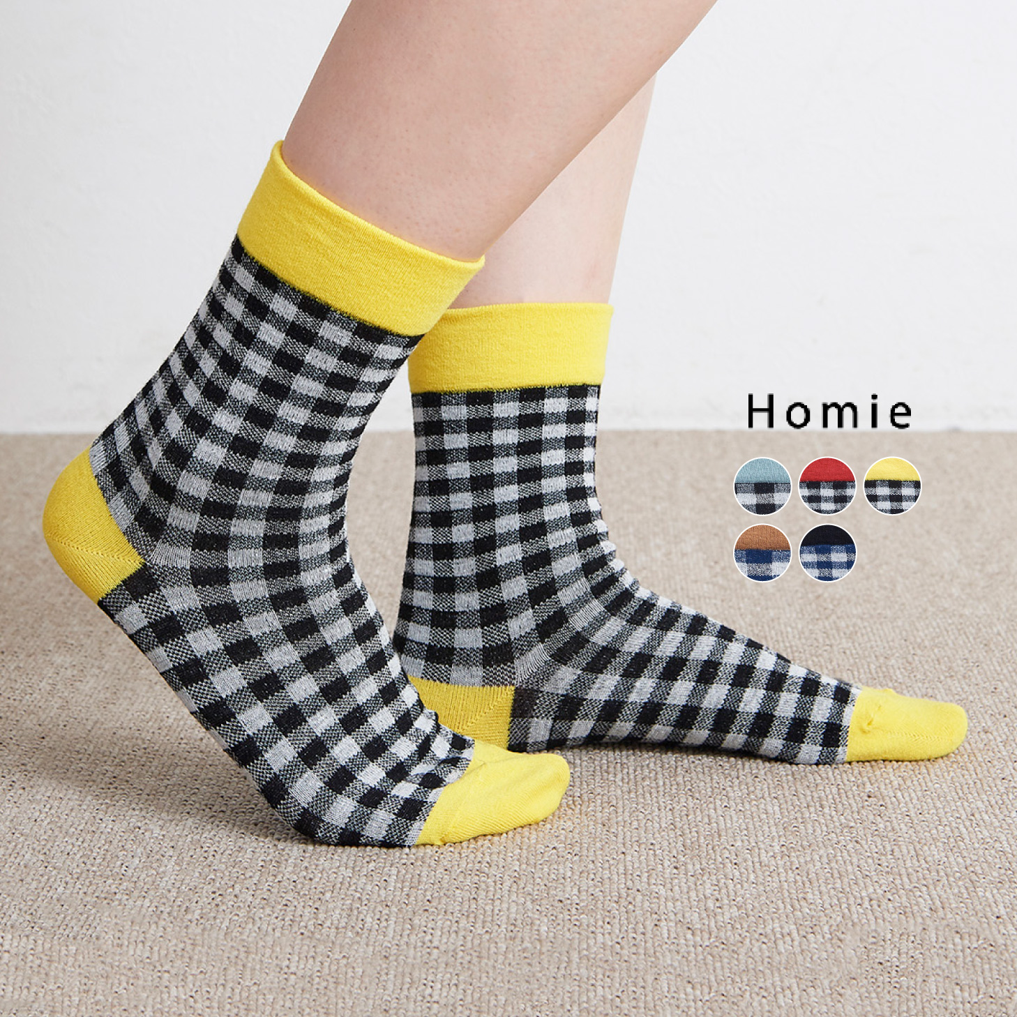 Homie コットンギンガムソックス