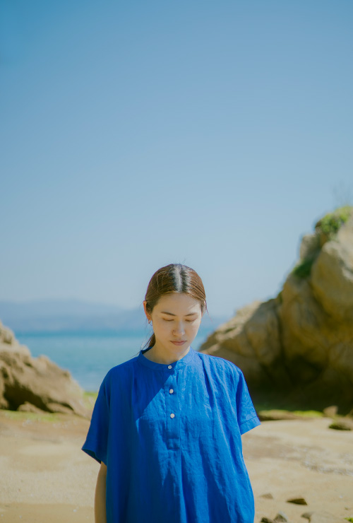 リトアニアリネンタック半袖ワンピース