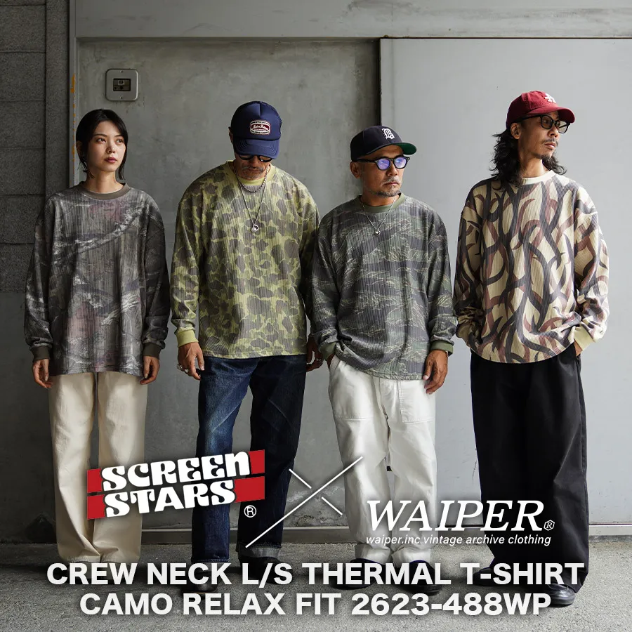 SCREEN STARS×WAIPER 2623-488WP クルーネック L/S サーマルTシャツ CAMO RELAX FIT